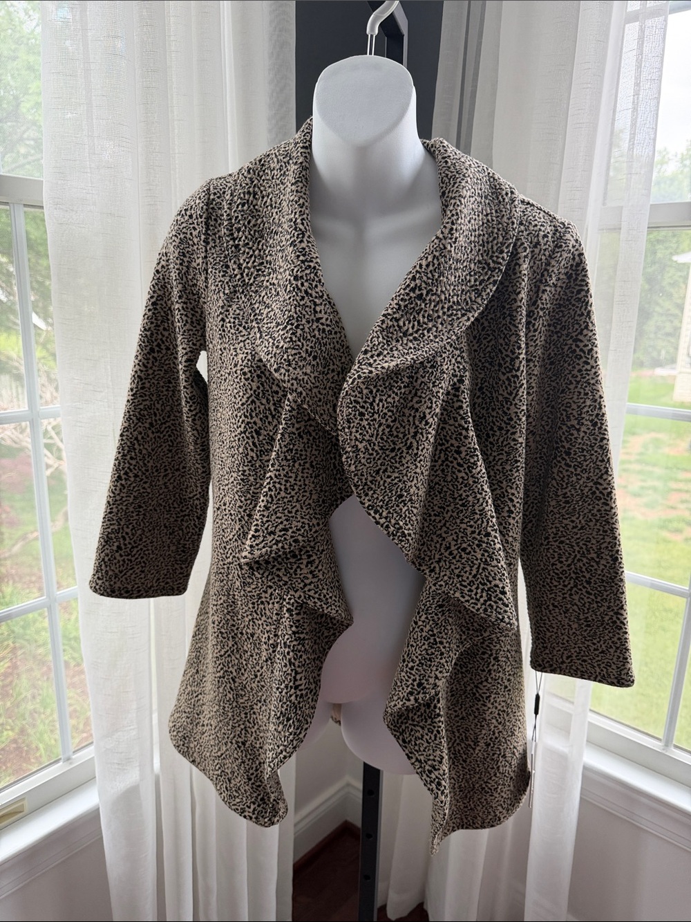 Calvin Klein Black and Cream Drape Front Blazer Jacket